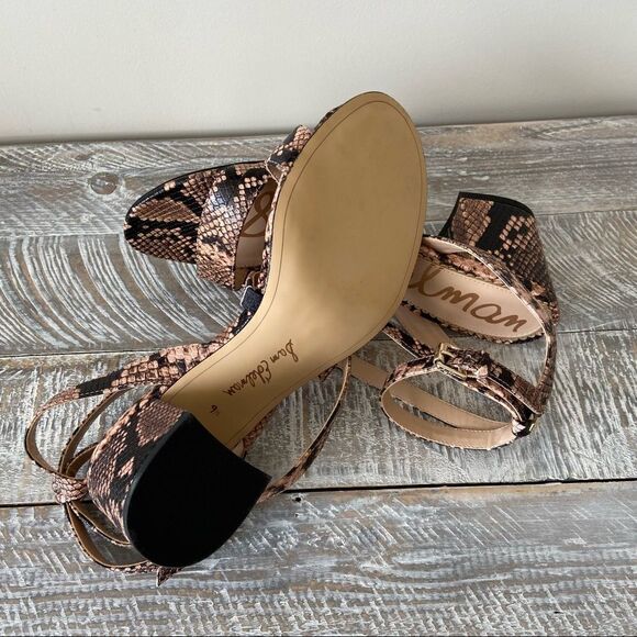 Nwob-sam Edelman- Sammy Snake Print Wrap Around Block Heel Sandal (Size:9.5) - Picture 9 of 10